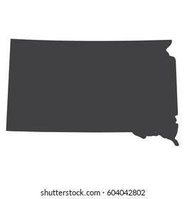 South Dakota state map in black on a white background. Vector illustration