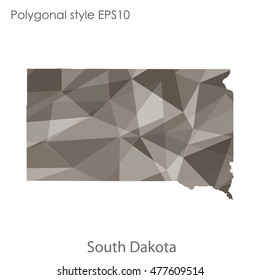 South Dakota state map in geometric polygonal,mosaic style.Abstract gems triangle,modern design background. Vector illustration EPS10