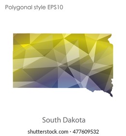 South Dakota state map in geometric polygonal,mosaic style.Abstract gems triangle,modern design background. Vector illustration EPS10