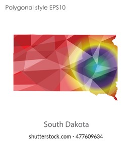 South Dakota state map in geometric polygonal,mosaic style.Abstract gems triangle,modern design background. Vector illustration EPS10