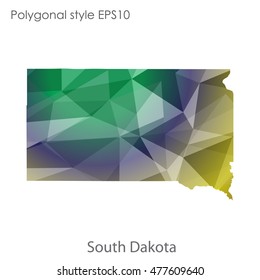South Dakota state map in geometric polygonal,mosaic style.Abstract gems triangle,modern design background. Vector illustration EPS10