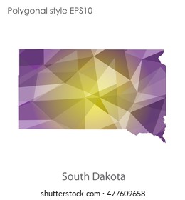 South Dakota state map in geometric polygonal,mosaic style.Abstract gems triangle,modern design background. Vector illustration EPS10