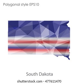 South Dakota state map in geometric polygonal,mosaic style.Abstract gems triangle,modern design background. Vector illustration EPS10