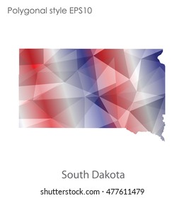 South Dakota state map in geometric polygonal,mosaic style.Abstract gems triangle,modern design background. Vector illustration EPS10