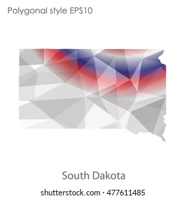 South Dakota state map in geometric polygonal,mosaic style.Abstract gems triangle,modern design background. Vector illustration EPS10