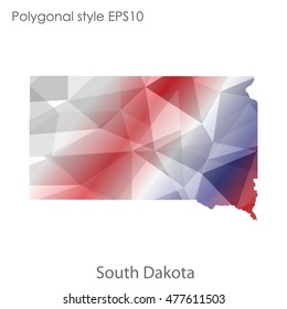 South Dakota state map in geometric polygonal,mosaic style.Abstract gems triangle,modern design background. Vector illustration EPS10
