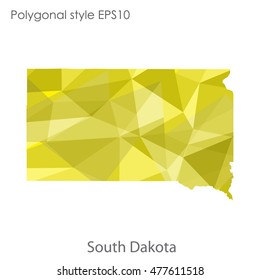 South Dakota state map in geometric polygonal,mosaic style.Abstract gems triangle,modern design background. Vector illustration EPS10