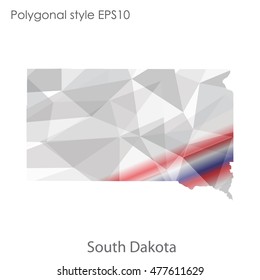 South Dakota state map in geometric polygonal,mosaic style.Abstract gems triangle,modern design background. Vector illustration EPS10