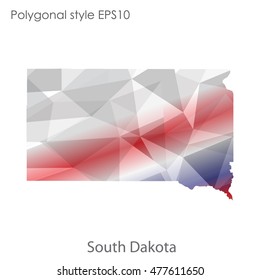 South Dakota state map in geometric polygonal,mosaic style.Abstract gems triangle,modern design background. Vector illustration EPS10