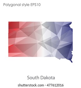 South Dakota state map in geometric polygonal,mosaic style.Abstract gems triangle,modern design background. Vector illustration EPS10