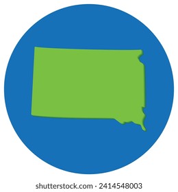South Dakota state map in globe shape green with blue round circle color. Map of the U.S. state of South Dakota.