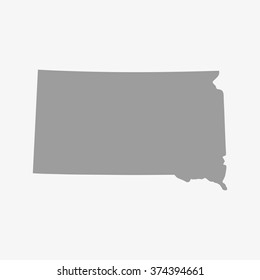South  Dakota State map in gray on a white background