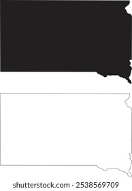 South Dakota state map outline contour silhouette vector