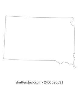 South Dakota state map. Map of the U.S. state of South Dakota.