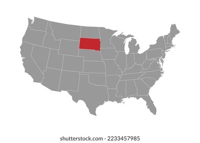 South Dakota state map. Vector illustration.