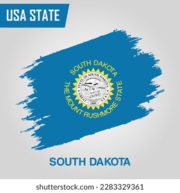 South Dakota State Region of United States of America Grunge Vector flag template 