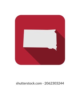 South Dakota state square map with long shadow