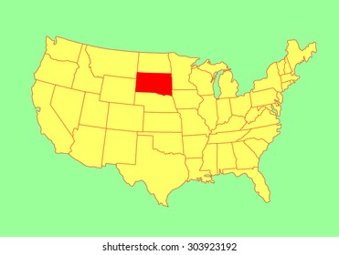 South Dakota State, USA, vector map isolated on United states map. Editable blank vector map of USA.