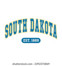 South Dakota typography design vector, usa state shirt design vector. Jersey design vector, T-shirt design for usa 