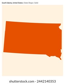 South Dakota, United States. Simple vector map. State shape. Solid style. Border of South Dakota. Vector illustration.
