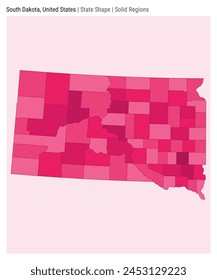 South Dakota, United States. Simple vector map. State shape. Solid Regions style. Border of South Dakota. Vector illustration.