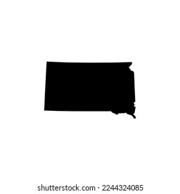 South Dakota US Blank Map Vector Template Black Solid Color and Outline Isolated on White Background. easy to edit