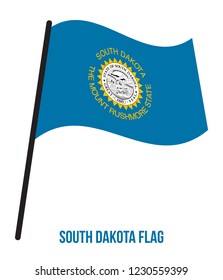 South Dakota (U.S. State) Flag Waving Vector Illustration on White Background. Flag of the United States of America.