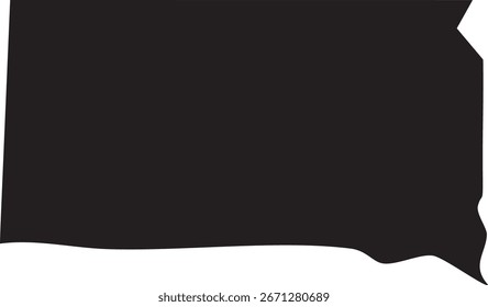 Dakota del Sur Mapa del Estado de EE.UU. Silueta Negro Sólido  