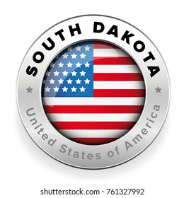 South Dakota Usa flag badge button vector