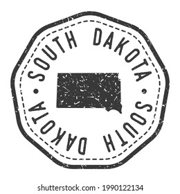South Dakota, USA Map Stamp Retro Postmark. Silhouette Postal Passport. Seal Round Vector Icon. Badge Vintage Postage Design.