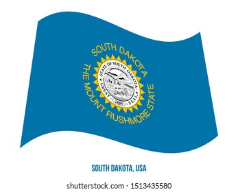 South Dakota (USA State) Flag Waving Vector Illustration on White Background. Flag of the United States of America.
