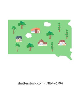South Dakota USA state flat map