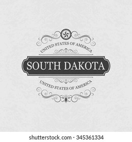 South Dakota USA State.Vintage frame.