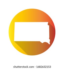 South Dakota, USA Symbol Map Icon Round. Flat Vector Art Design with Shadow. Gradient Color Banner.