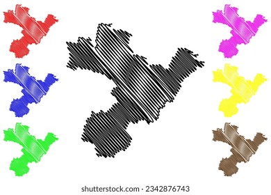 South Derbyshire Non-metropolitan district (United Kingdom of Great Britain and Northern Ireland, ceremonial county Derbyshire, England) map vector illustration, scribble sketch map