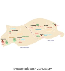 South East Anatolia Region Large map of Turkey region. part of Turkey