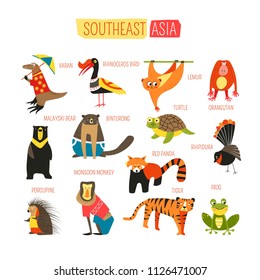 South East Asia animals vector cartoon design svg