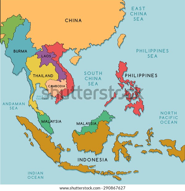 東南アジアの地図 ベクターイラスト のベクター画像素材