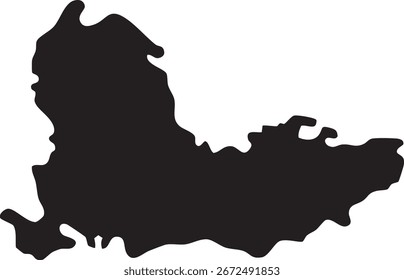 South East England Map Solid Black Silhouette