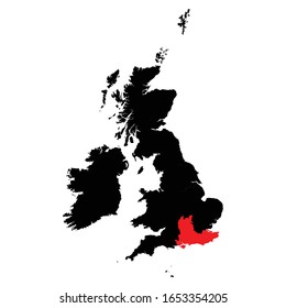 South East highlighted on United Kingdom map Vector EPS 10