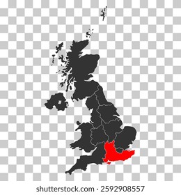 South east of United Kingdom of Great Britain and Northern Ireland map, detailed web vector .