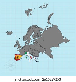 South Europe continent Vector illustration of flag map