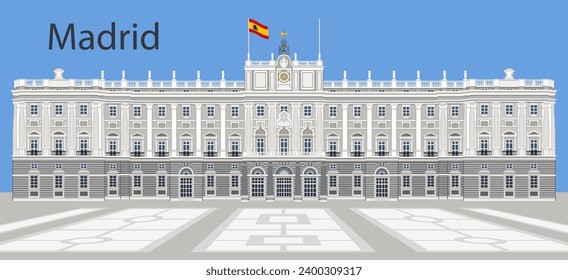 South facade Royal Palace of Madrid, Spain