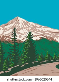 South Face of Mount Rainier Tahoma or Tacoma with Kautz Ice Cliff Located in Mount Rainier National Park Washington State WPA Poster Art svg