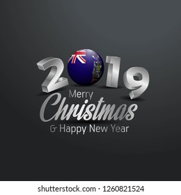 South Georgia Flag 2019 Merry Christmas Typography. New Year Abstract Celebration background
