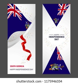 South Georgia Happy independence day Confetti Celebration Background Vertical Banner set