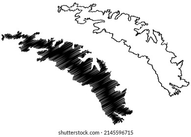 South Georgia island (South Sandwich Islands, South and Latin America, United Kingdom of Great Britain and Northern Ireland, British Overseas Territory) map vector illustration, scribble sketch map