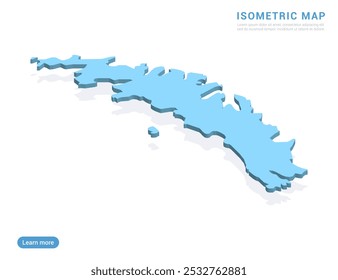 South Georgia map blue on white background with isometric vector.