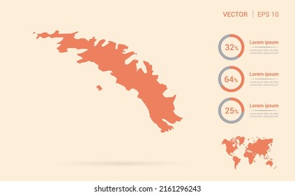 South Georgia Map Orange Abstract Infographic Vector.