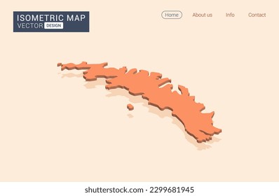 South Georgia map orange with isometric vector.